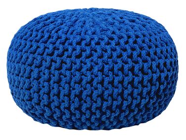 Pufe redondo em tricot azul escuro 40 x 25 cm CONRAD