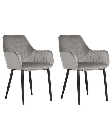 Set of 2 Velvet Dining Chairs Dark Grey WELLSTON