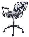 Chaise de bureau motif peau de vache en velours noir et blanc ALGERITA_855247