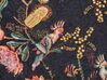 Dekokissen Blumenmuster Samtstoff schwarz / rosa mit Fransen 45 x 45 cm MORUS_838749