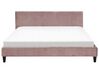 Łóżko welurowe 180 x 200 cm różowe FITOU_710084