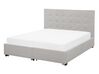 Fabric EU Double Size Bed with Storage Light Grey LA ROCHELLE_744922