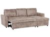Left Hand Faux Leather Corner Sofa Bed with Storage Brown NESNA_808490