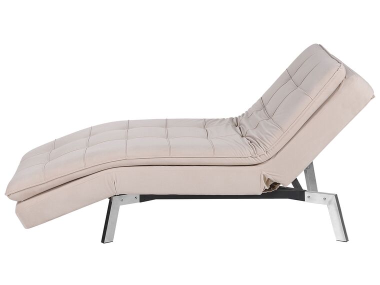 Velvet Chaise Lounge Beige LOIRET Beliani.co.uk
