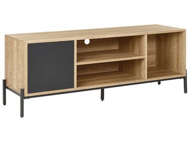 TV-Möbel heller Holzfarbton / grau 140 x 40 cm MOINES