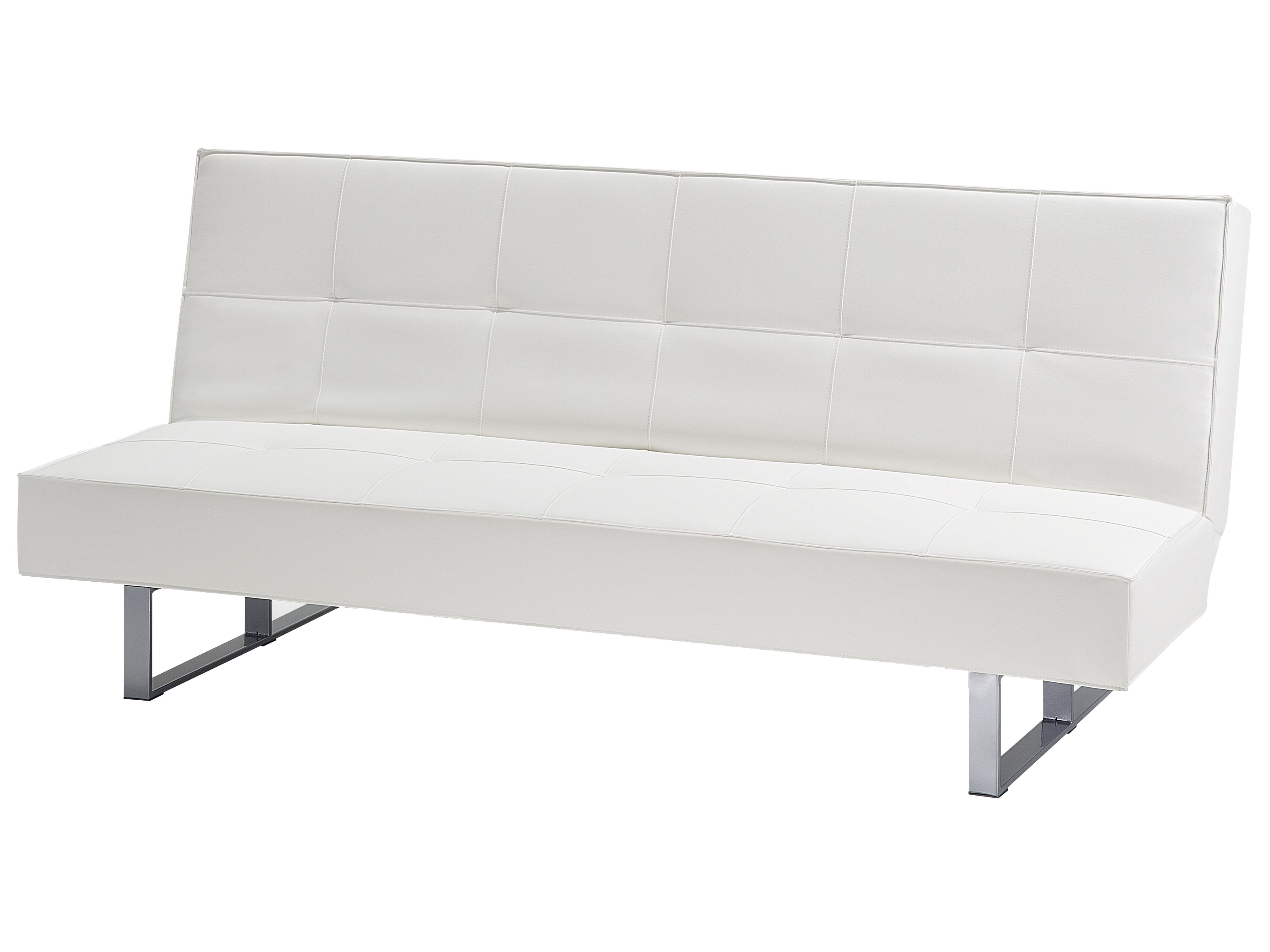 Faux Leather Sofa Bed White DERBY Beliani.co.uk