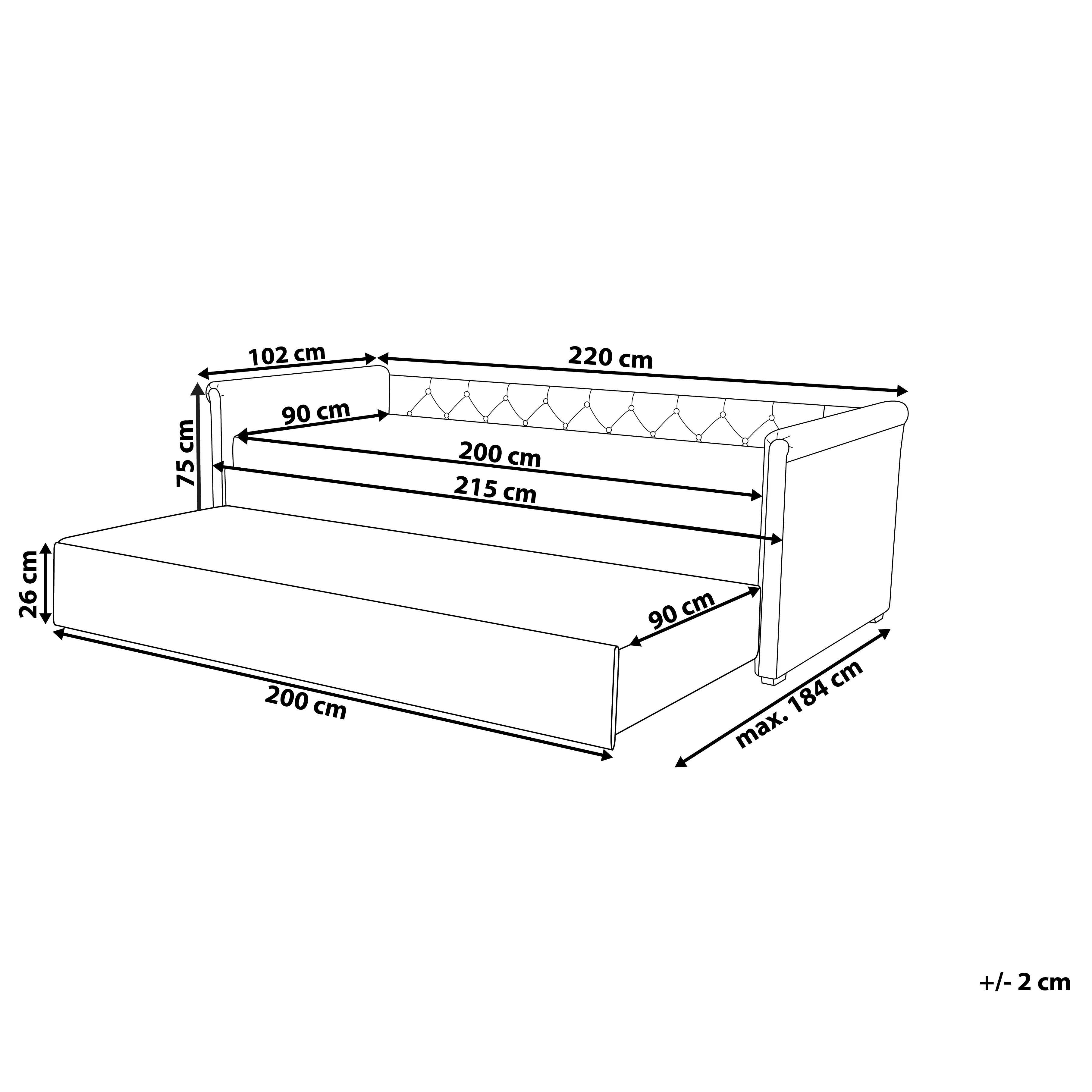 Łóżko wysuwane tapicerowane 90 x 200 cm zielone LIBOURNE