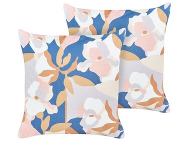 Set of 2 Outdoor Cushions Floral Pattern 45 x 45 cm Multicolour VEREZZI