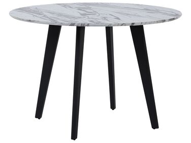 Matbord 110 cm marmor effekt med svarta ben MOSBY