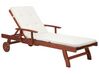 Wooden Reclining Sun Lounger with Off-White Cushion TOSCANA_301793