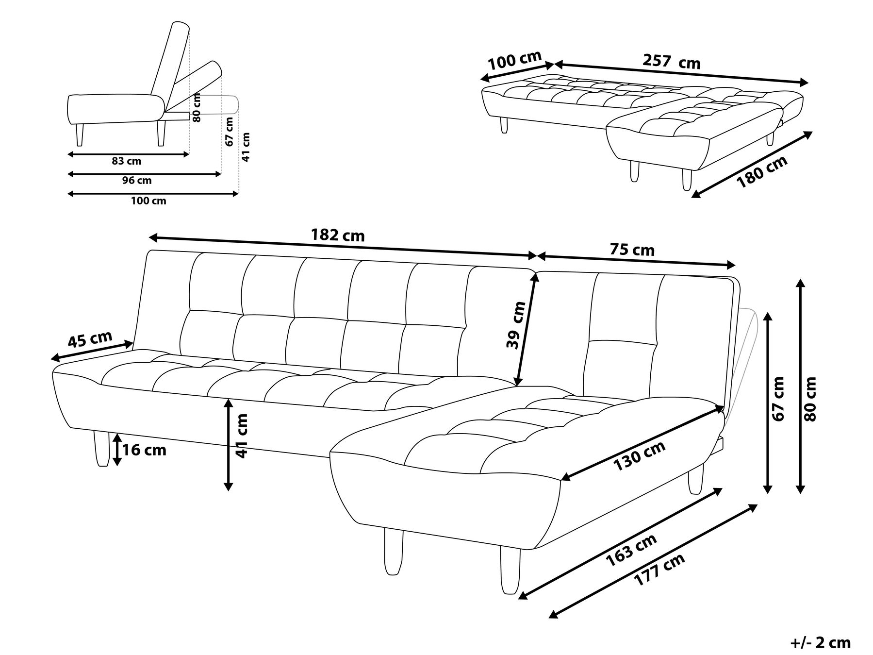 Left Hand Fabric Corner Sofa Bed Light Grey ALSTEN Beliani.co.uk