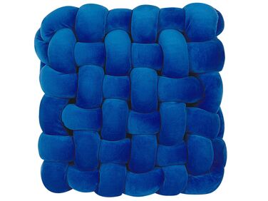 Welurowa poduszka dekoracyjna supeł 30 x 30 cm niebieska SIRALI