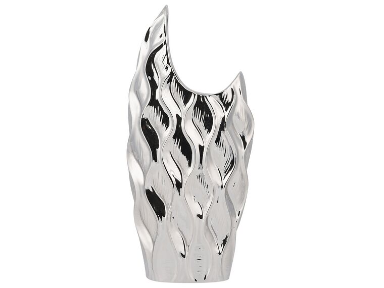 Dekorativní kameninová váza 35 cm stříbrná HALUZA_733868
