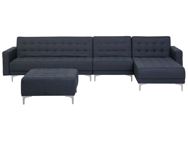 Left Hand Modular Fabric Sofa with Ottoman Dark Grey ABERDEEN_718819