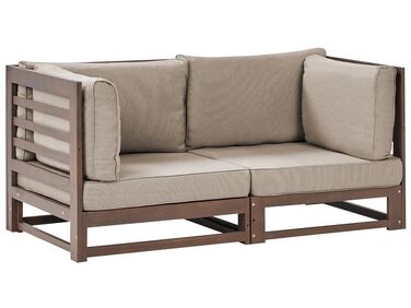 Sofa ogrodowa z certyfikowanego drewna 2-osobowa ciemna TRANI 