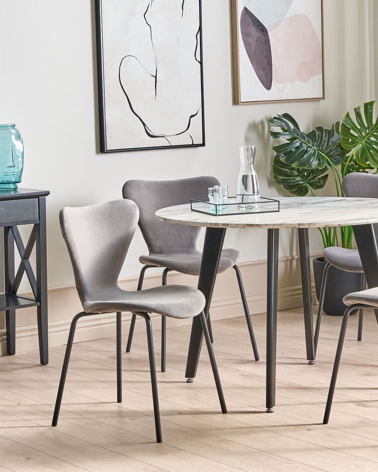 Set of 2 Velvet Dining Chairs Light Grey and Black BOONVILLE Beliani.de