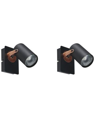 Sada 2 kovových nástěnných lamp černé KLIP