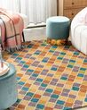 Teppich Wolle mehrfarbig 140 x 200 cm geometrisches Muster Kurzflor KESKIN_836624