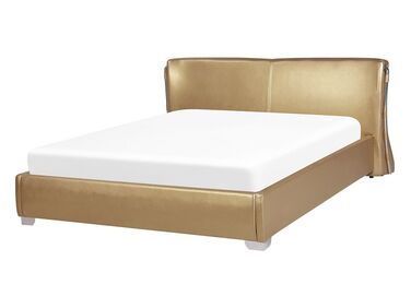 Łóżko skórzane 140 x 200 cm złote PARIS