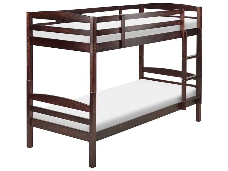 Dřevěná patrová postel 90 x 200 cm tmavé dřevo REGAT_877071