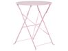 Salon de jardin bistrot table et 2 chaises en acier rose pastel FIORI_797474
