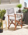 Zestaw 2 krzeseł ogrodowych i 2 wymiennych tkanin ciemne drewno akacjowe z szarym / wzór w tukany CINE_819224