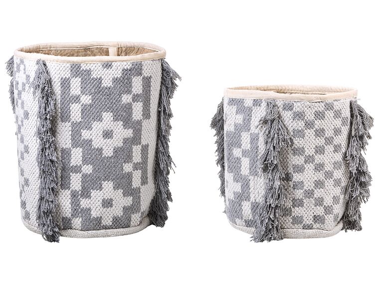 Set of 2 Cotton Baskets Off-White and Grey KALAI_846371
