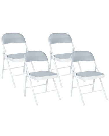 Set of 4 Folding Chairs Light Grey SPARKS