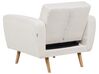 Ensemble canapés et fauteuil en tissu bouclé blanc 6 places avec pouf FLORLI_906094