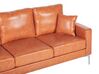 3 Seater Faux Leather Sofa Brown GAVLE_729857
