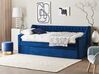 Rozkladacia zamatová posteľ 90 x 200 cm modrá MONTARGIS_827004
