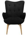 Velvet Wingback Chair with Footstool Black VEJLE_712865