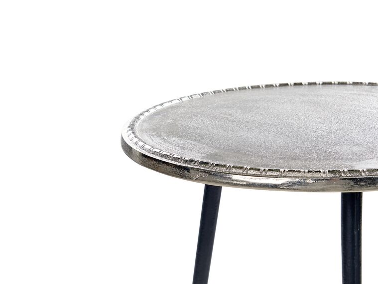 Metal Side Table Silver with Black TELFER Beliani.co.uk