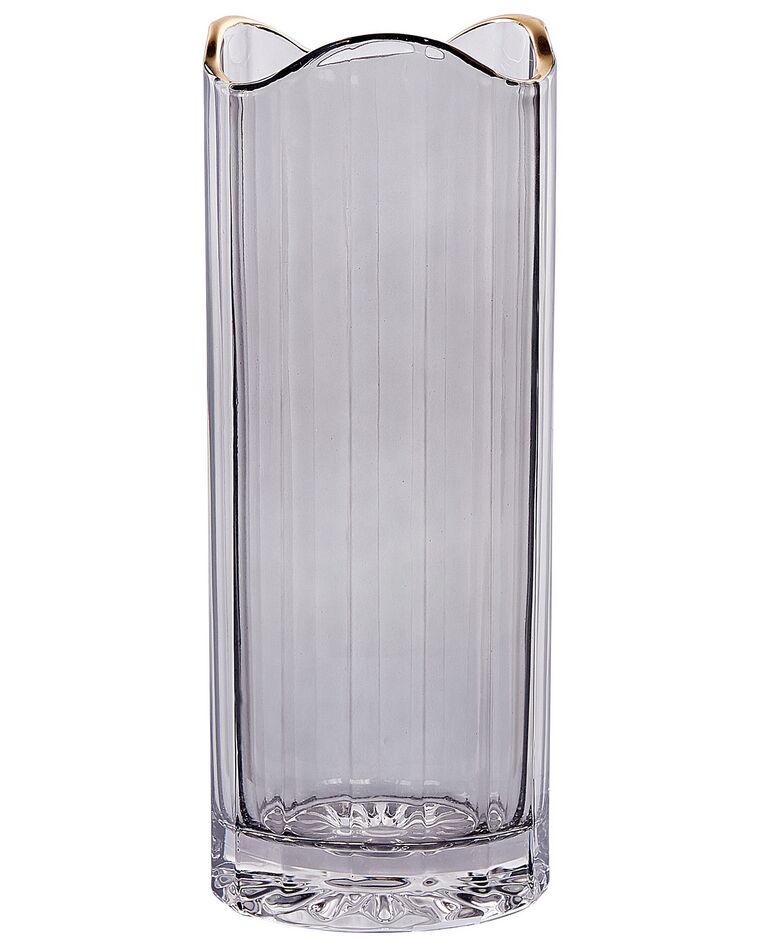 Glass Flower Vase 30 cm Grey PERDIKI_838145