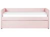 Cama con somier de terciopelo rosa 90 x 200 cm TROYES_837089