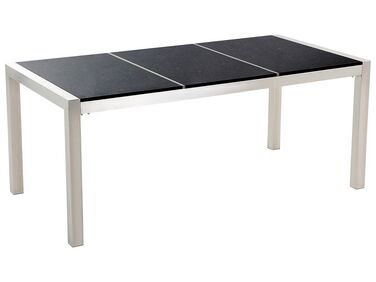 Kerti Asztal Fekete Polírozott Osztott Kőlappal 180 x 90 cm GROSSETO