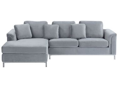 Canapé angle à droite 4 places en tissu gris clair OSLO