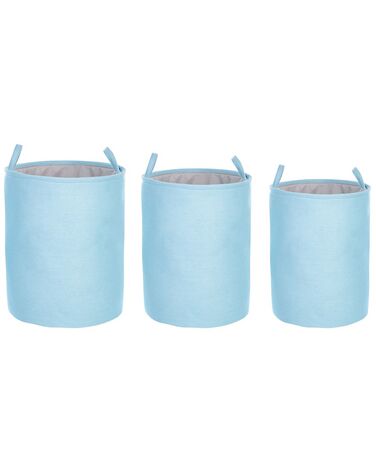 Set of 3 Fabric Baskets Blue ARCHA