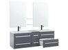 Badrumsmöbler väggskåp 2 spegel 2 tvättställ och glashylla grå MADRID_702563