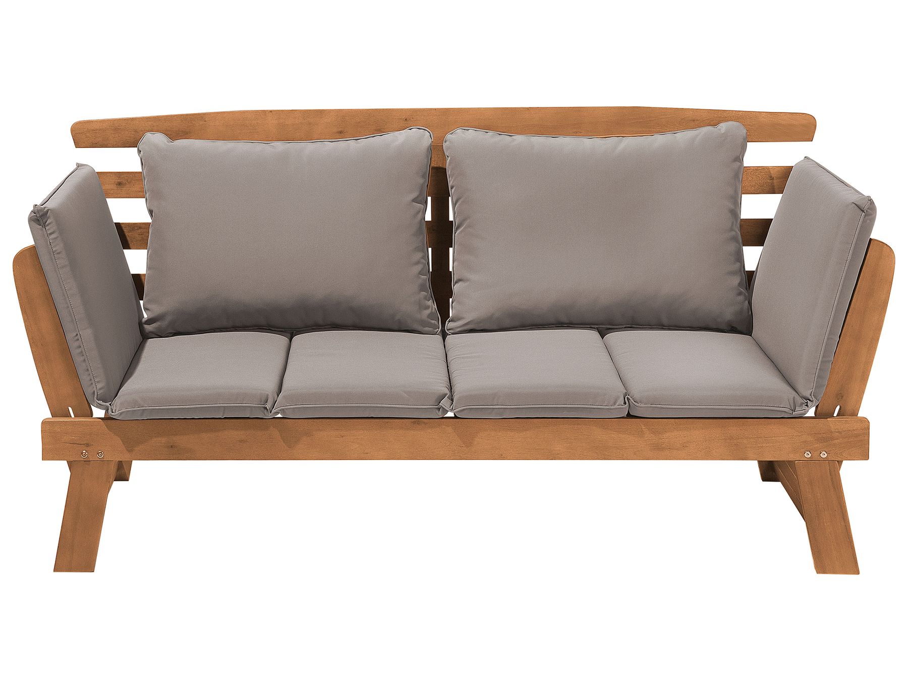Eucalyptus Wood Garden Bench 210 cm with Grey Cushions PORTICI