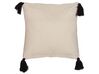 Cotton Cushion Geometric Pattern with Tassels 45 x 45 cm Beige and Black DEADNETTLE_816887