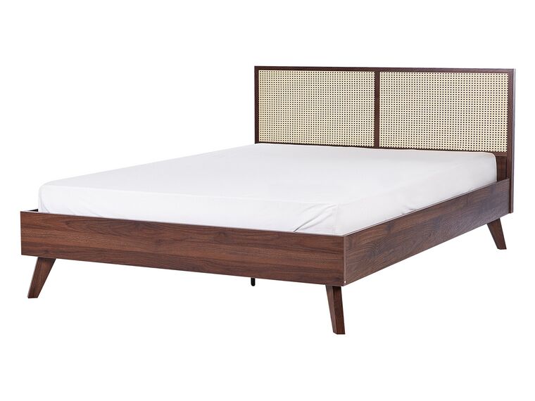 Rattan EU Double Bed Dark Wood MONPAZIER_908314