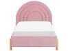 Cama de solteiro em veludo rosa 90 x 200 cm ANET_876998