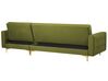 Canapé d'angle 4 places côté gauche en velours vert avec ottoman ABERDEEN_882349