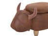 Faux Leather Storage Animal Stool Brown COW_710565