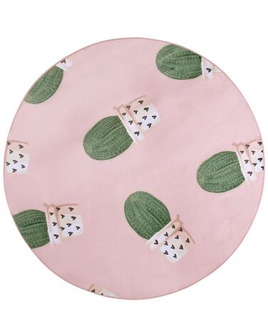 Kinderteppich rosa ⌀ 120 cm Kaktus-Muster Kurzflor ELDIVAN