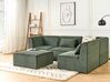 Left Hand 4 Seater Modular Jumbo Cord Corner Sofa with Ottoman Dark Green LEMVIG_875778