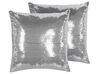 Set of 2 Sequin Cushions 45 x 45 cm Silver ASTER_770161