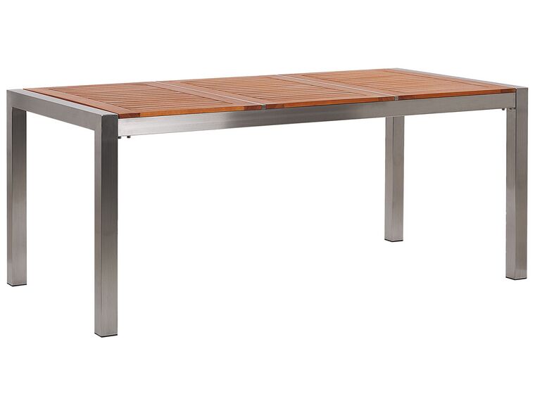 Mesa de comedor de metal/madera de eucalipto clara/plateado 180 x 90 cm GROSSETO_768396