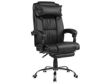 Reclining Faux Leather Executive Chair Black LUXURY